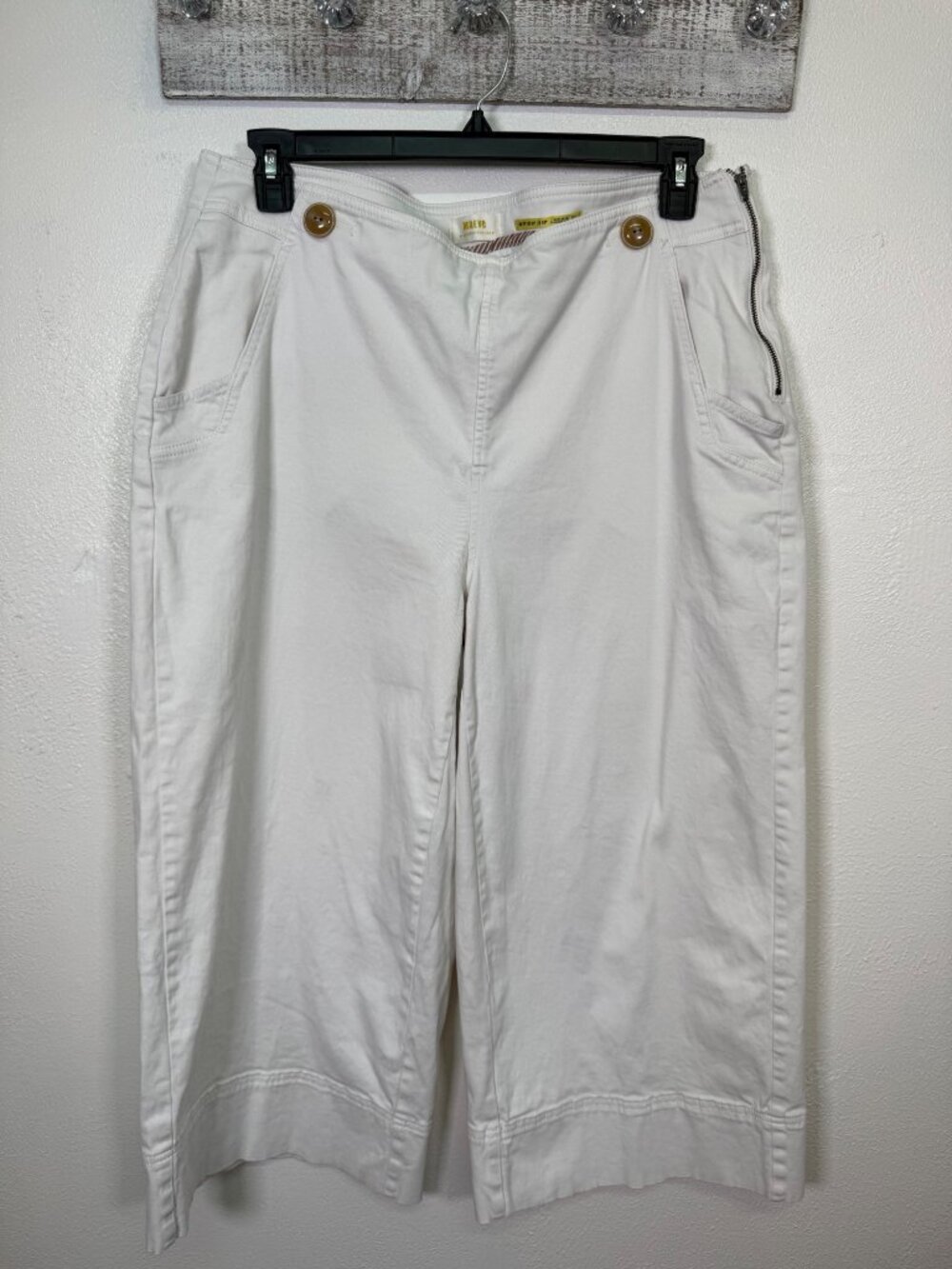 Anthropologie Maeve Buttoned Cropped Wide Leg Culottes Sailor Pant Size 16 - Picture 9 of 16